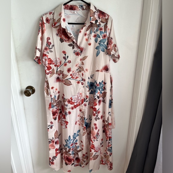 Floral print Midi shirt dress size xl - Picture 3 of 5